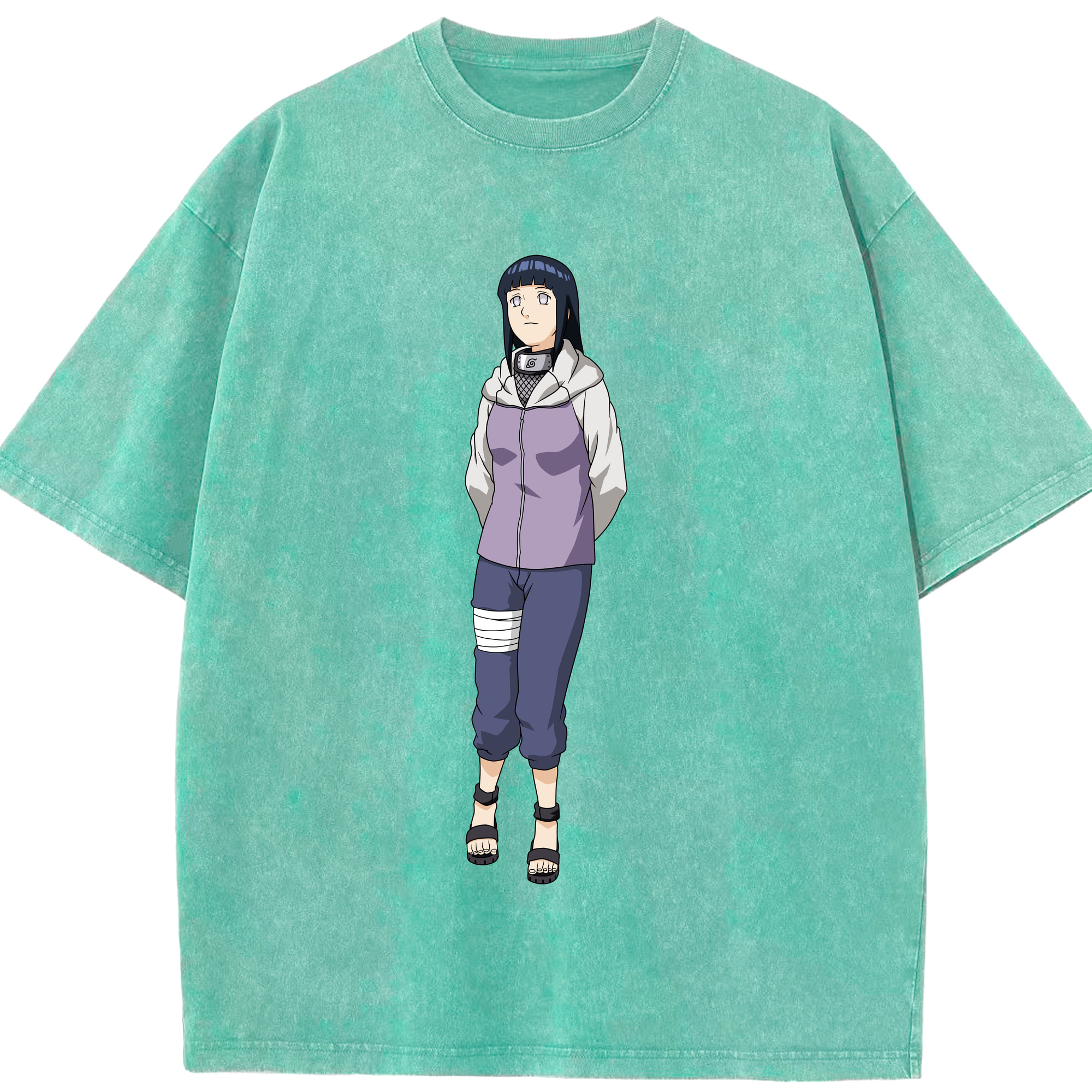 （画像用） NARUTO -ナルト- 日向ヒナタ Hyūga Hinata 綿100% ヴィンテージ風 半袖Tシャツ（フロントプリント）